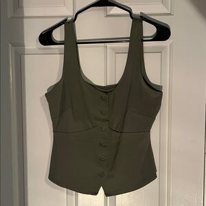 A New Day Olive Sleeveless Button-Down Blouse